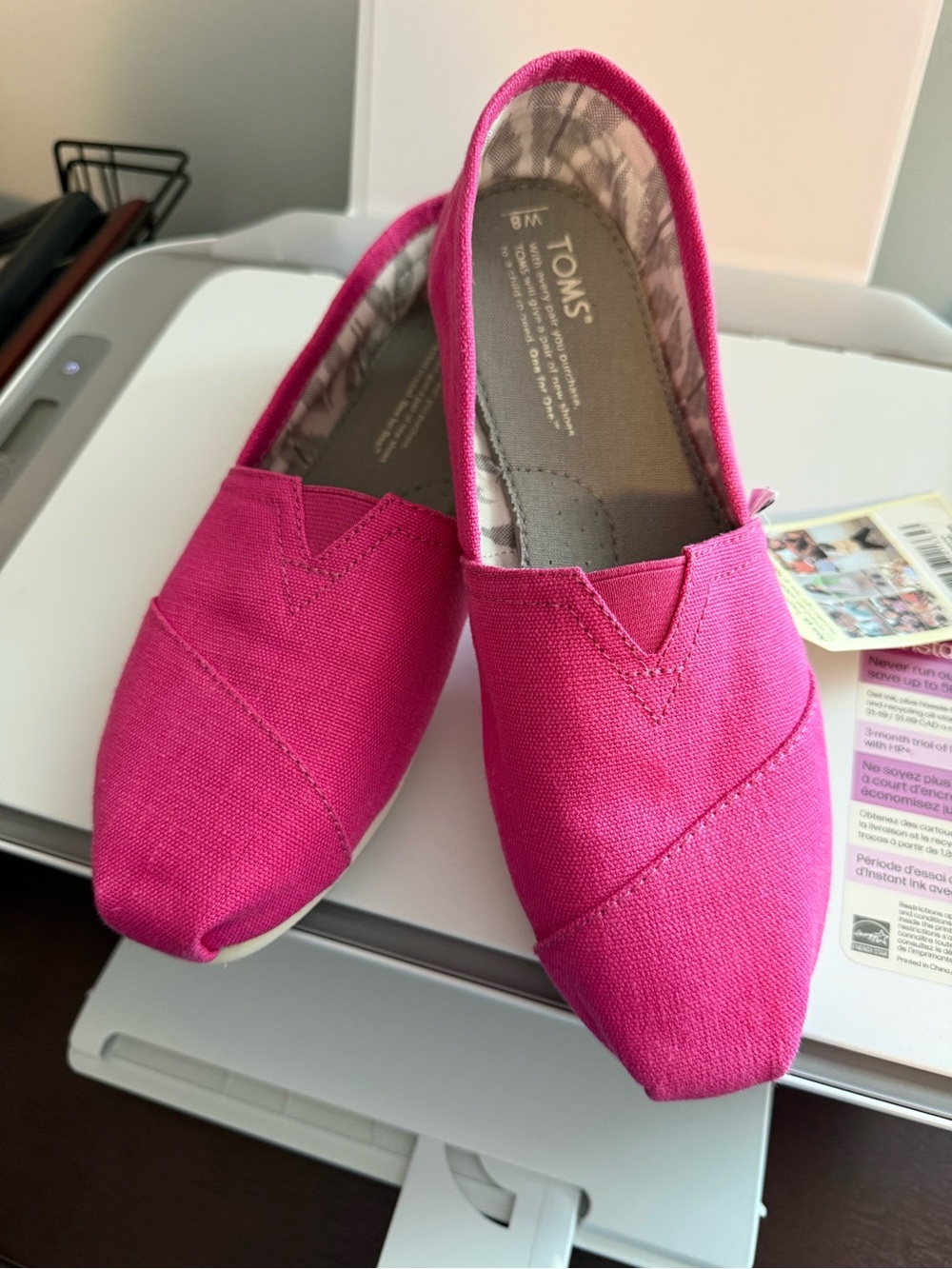 Toms Women's Hot Pink Canvas Slip-On Flats